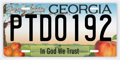 GA license plate PTD0192