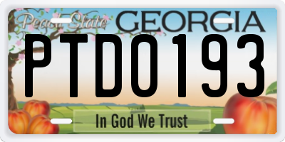 GA license plate PTD0193