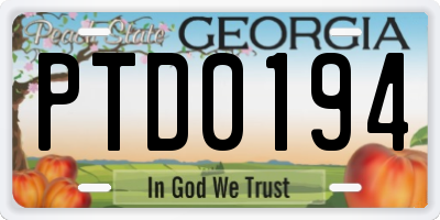 GA license plate PTD0194