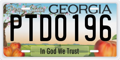 GA license plate PTD0196