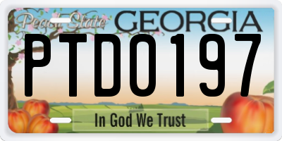 GA license plate PTD0197