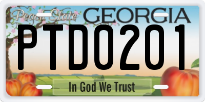 GA license plate PTD0201