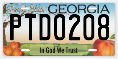 GA license plate PTD0208