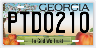 GA license plate PTD0210