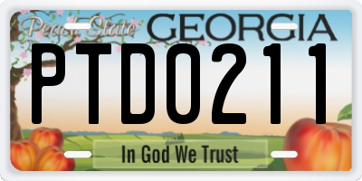 GA license plate PTD0211