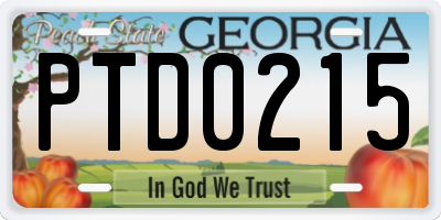 GA license plate PTD0215
