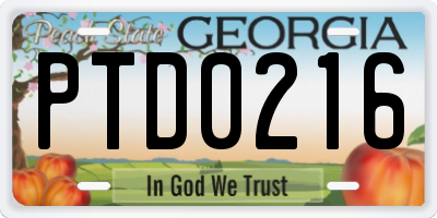 GA license plate PTD0216