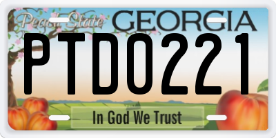 GA license plate PTD0221