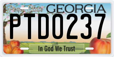 GA license plate PTD0237