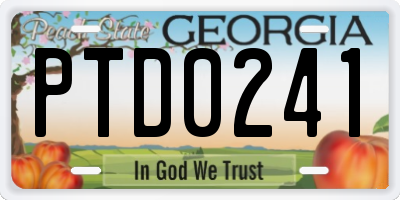 GA license plate PTD0241