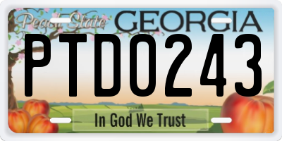 GA license plate PTD0243
