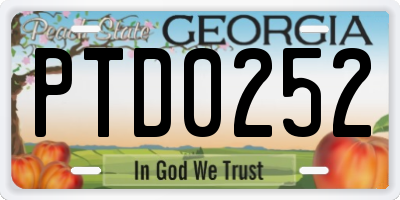 GA license plate PTD0252