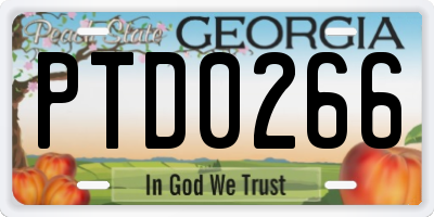 GA license plate PTD0266