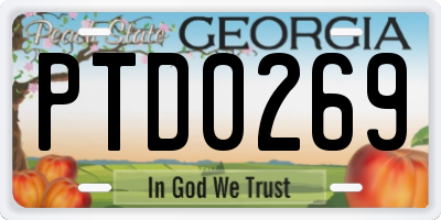 GA license plate PTD0269