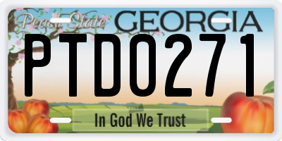 GA license plate PTD0271