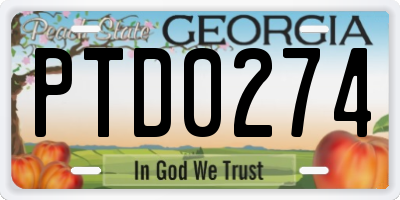 GA license plate PTD0274
