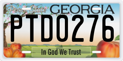 GA license plate PTD0276