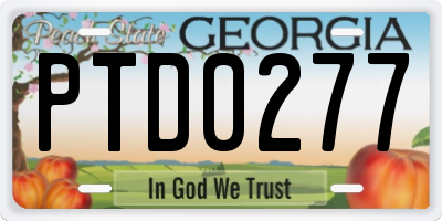 GA license plate PTD0277