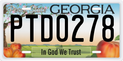 GA license plate PTD0278