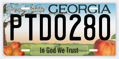 GA license plate PTD0280