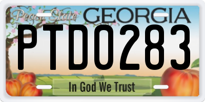 GA license plate PTD0283