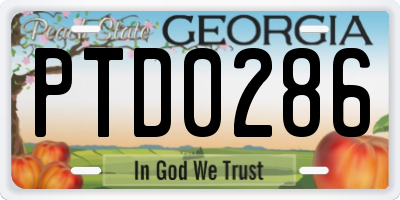 GA license plate PTD0286