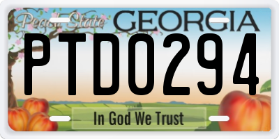 GA license plate PTD0294
