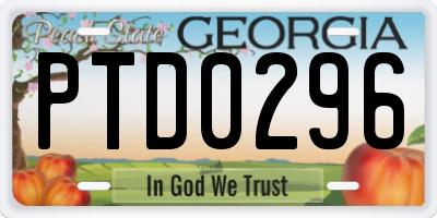 GA license plate PTD0296