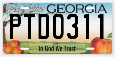 GA license plate PTD0311