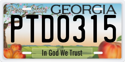 GA license plate PTD0315