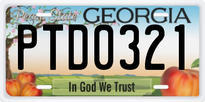 GA license plate PTD0321