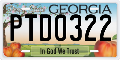 GA license plate PTD0322