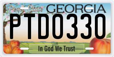 GA license plate PTD0330