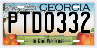 GA license plate PTD0332