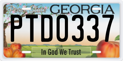 GA license plate PTD0337