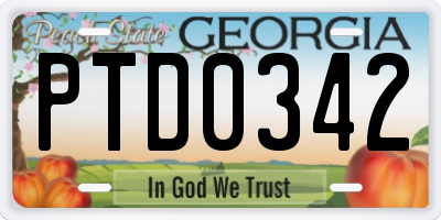 GA license plate PTD0342