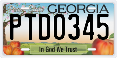 GA license plate PTD0345