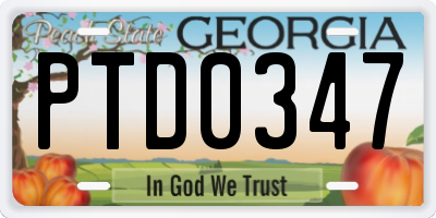GA license plate PTD0347