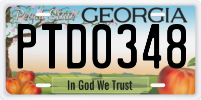GA license plate PTD0348