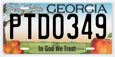 GA license plate PTD0349