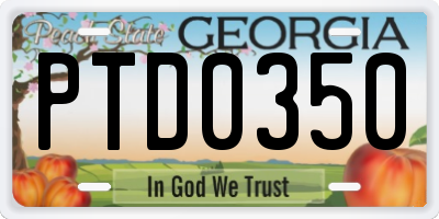 GA license plate PTD0350