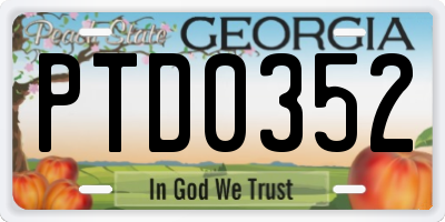 GA license plate PTD0352