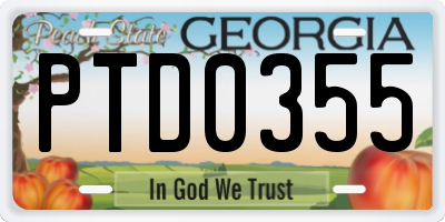 GA license plate PTD0355