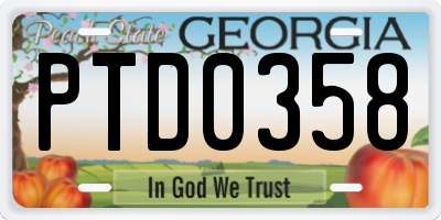 GA license plate PTD0358