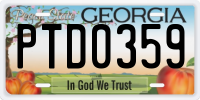 GA license plate PTD0359