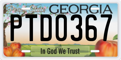 GA license plate PTD0367