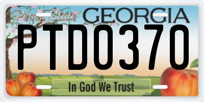 GA license plate PTD0370