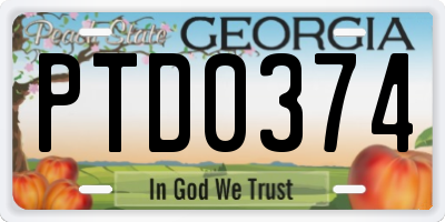 GA license plate PTD0374