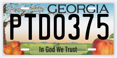 GA license plate PTD0375