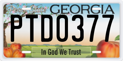 GA license plate PTD0377